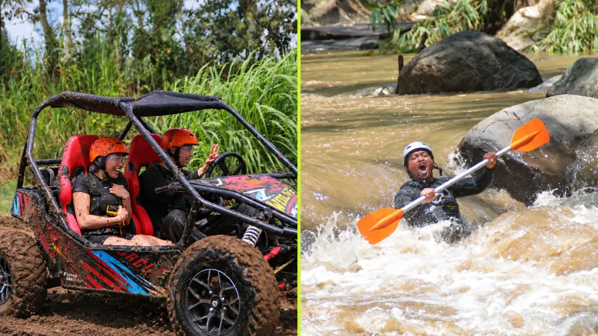 Tandem buggy and river tubing combination package